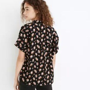 MADEWELL Corduroy Floral Daily Shirt Short Sleeve Button Front Size SMALL
